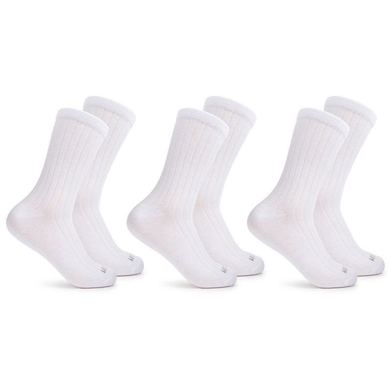 slide 3 of 11, Women's Fruit of the Loom Cotton Comfort 3pk Crew Socks - White 4-10: Midweight, Cotton Blend, Machine Washable, 3 ct