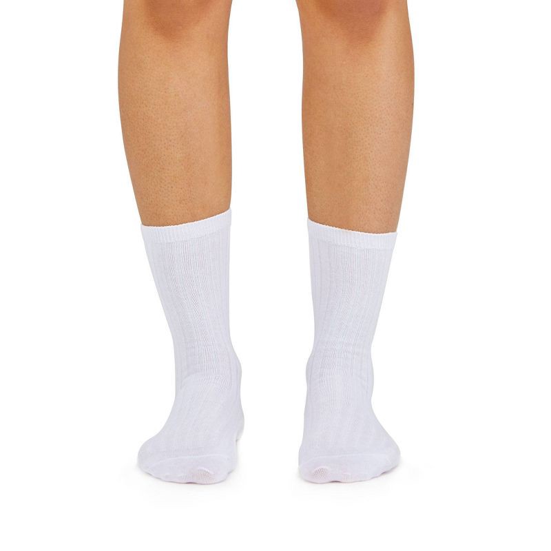 slide 8 of 11, Women's Fruit of the Loom Cotton Comfort 3pk Crew Socks - White 4-10: Midweight, Cotton Blend, Machine Washable, 3 ct