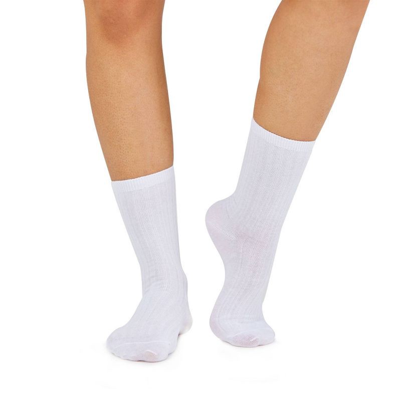 slide 9 of 11, Women's Fruit of the Loom Cotton Comfort 3pk Crew Socks - White 4-10: Midweight, Cotton Blend, Machine Washable, 3 ct