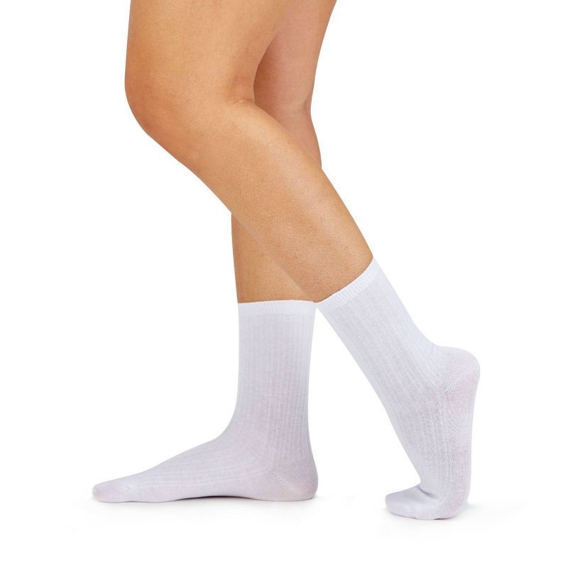 slide 10 of 11, Women's Fruit of the Loom Cotton Comfort 3pk Crew Socks - White 4-10: Midweight, Cotton Blend, Machine Washable, 3 ct