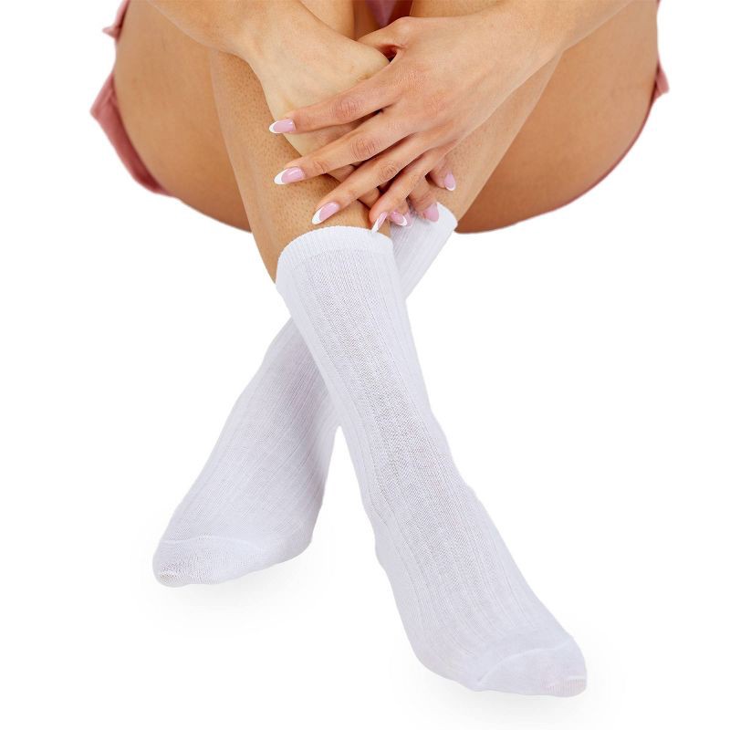 slide 11 of 11, Women's Fruit of the Loom Cotton Comfort 3pk Crew Socks - White 4-10: Midweight, Cotton Blend, Machine Washable, 3 ct