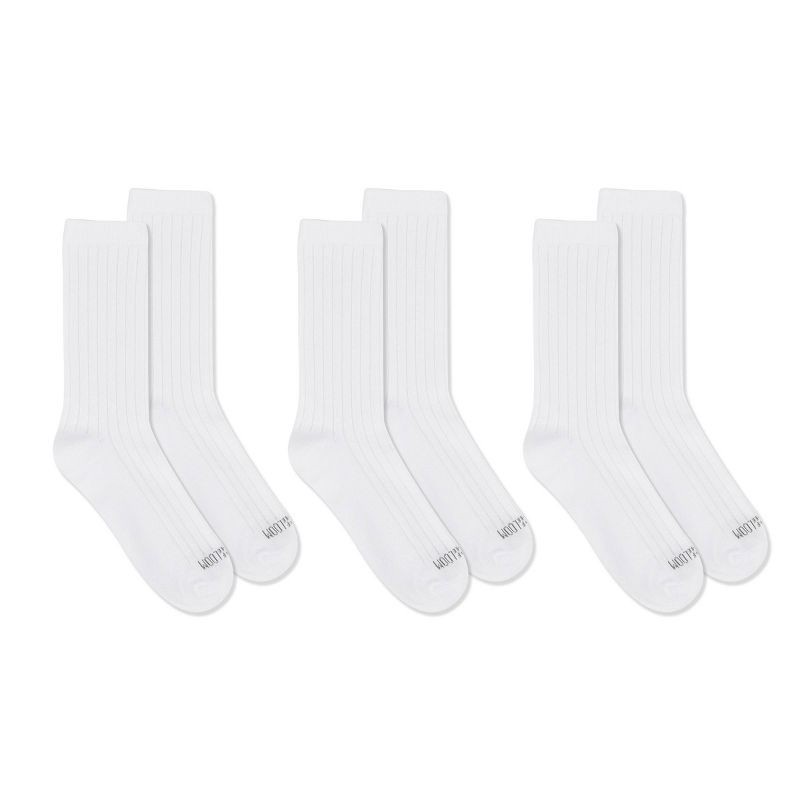 slide 1 of 11, Women's Fruit of the Loom Cotton Comfort 3pk Crew Socks - White 4-10: Midweight, Cotton Blend, Machine Washable, 3 ct