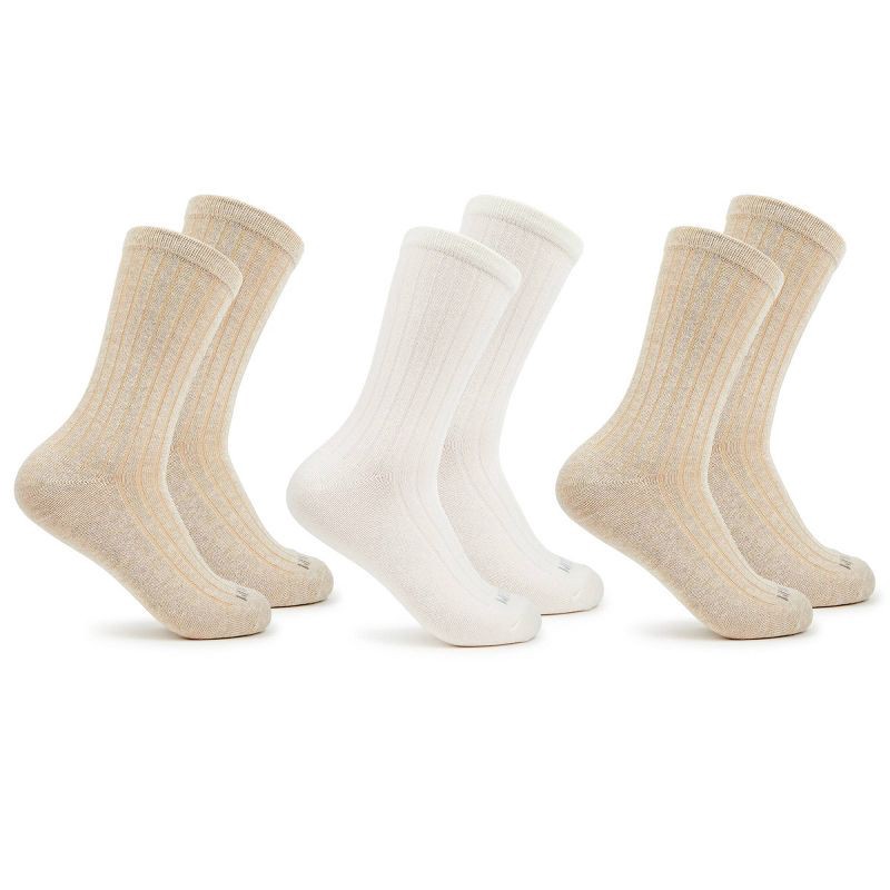 slide 4 of 8, Women's Fruit of the Loom Cotton Comfort 3pk Crew Socks - Neutral 4-10: Recycled Cotton, Midweight, Solid Pattern, 3 ct