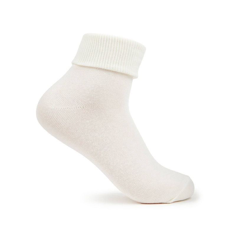 slide 2 of 10, Women's Fruit of the Loom Cotton Comfort 4pk Turn Cuff Ankle Socks - White 4-10: Midweight, Recycled, 4 ct