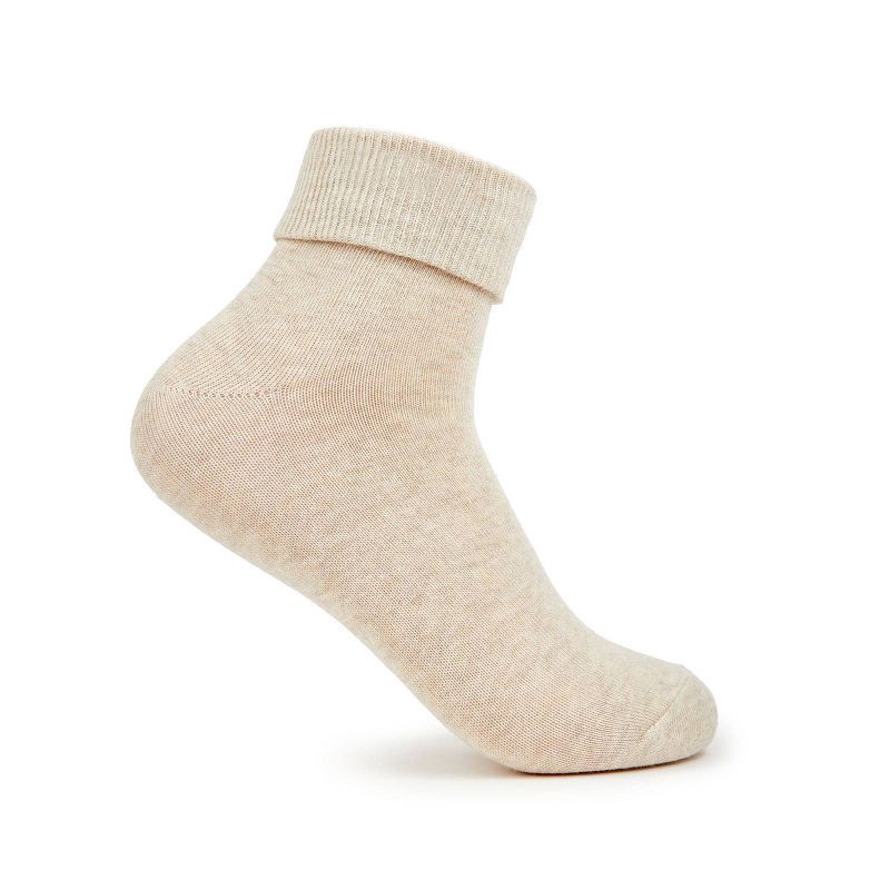 slide 2 of 13, Women's Fruit of the Loom Cotton Comfort 4pk Turn Cuff Ankle Socks - Neutral 4-10: Recycled Cotton, Midweight Fabric, 4 ct