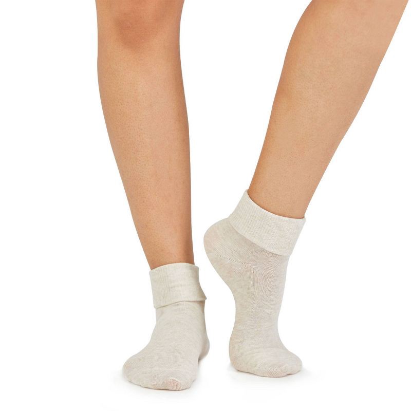 slide 9 of 13, Women's Fruit of the Loom Cotton Comfort 4pk Turn Cuff Ankle Socks - Neutral 4-10: Recycled Cotton, Midweight Fabric, 4 ct