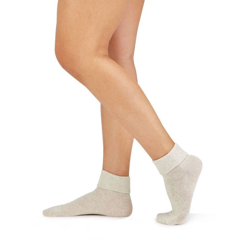 slide 10 of 13, Women's Fruit of the Loom Cotton Comfort 4pk Turn Cuff Ankle Socks - Neutral 4-10: Recycled Cotton, Midweight Fabric, 4 ct