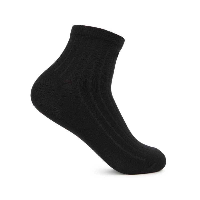 slide 3 of 8, Women's Fruit of the Loom Cotton Comfort 4pk Ankle Socks - Black/Gray 4-10: Cotton Blend, Midweight, Machine Washable, 4 ct