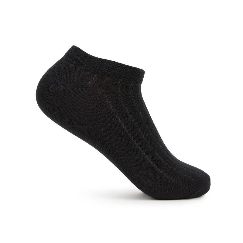 slide 3 of 7, Women's Fruit of the Loom Cotton Comfort 4pk No Show Socks - Black/Gray 4-10: Cotton Blend, Midweight, Machine Washable, 4 ct