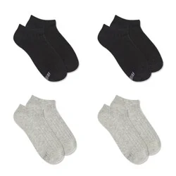 Women's Fruit of the Loom Cotton Comfort 4pk No Show Socks - Black/Gray 4-10: Cotton Blend, Midweight, Machine Washable