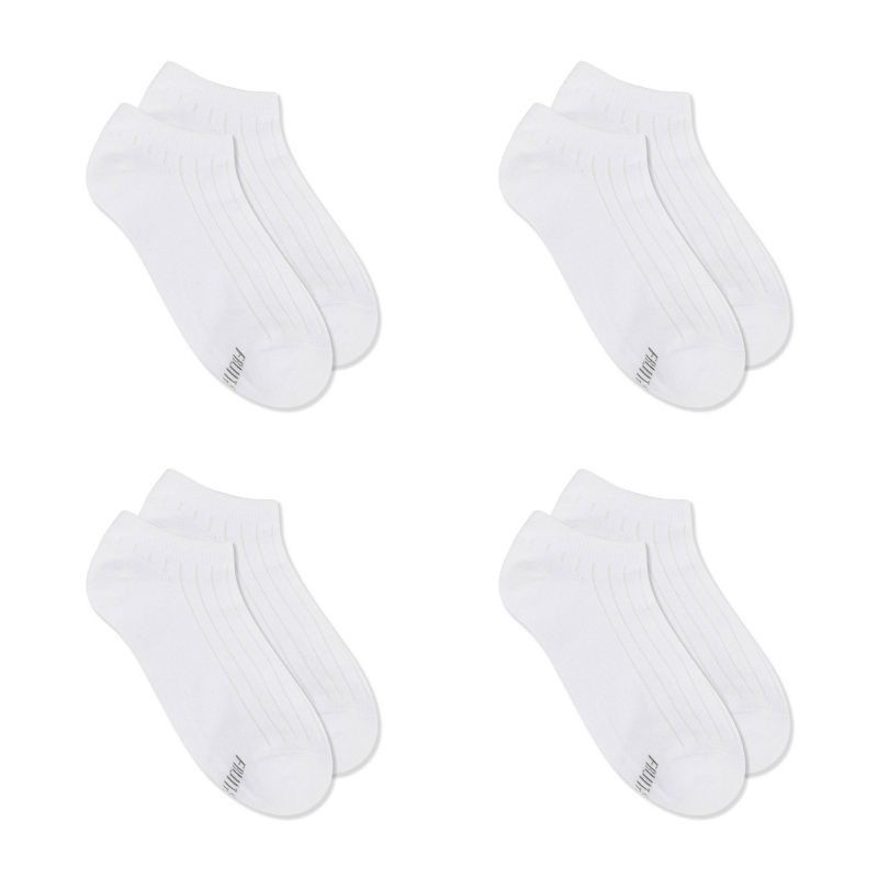 slide 1 of 6, Women's Fruit of the Loom Cotton Comfort 4pk No Show Socks - White 4-10, 4 ct