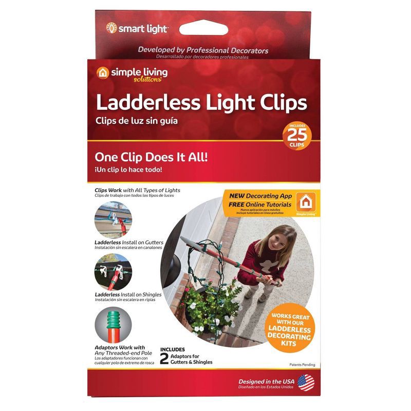 slide 1 of 5, Simple Living Solutions 25ct Ladderless Light Clips, 25 ct