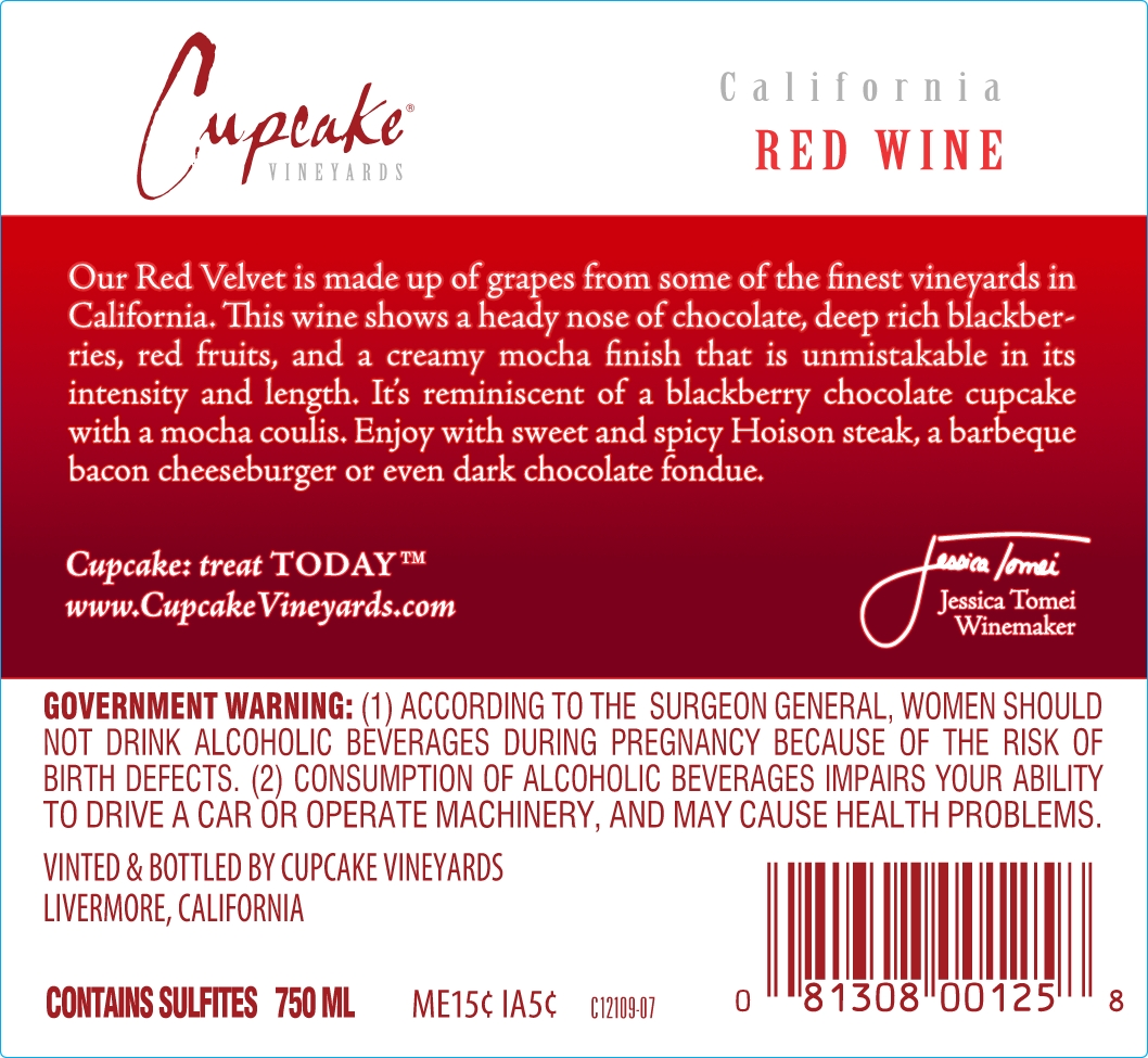 slide 3 of 5, Cupcake Vineyards Red Velvet Red Wine, 750 ml