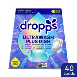 Dropps Dish UltraWash Plus Biobased Detergent Pods - Lemon Citrus - 16.93oz/40ct: Hypoallergenic, Vegan, Dishwasher Safe