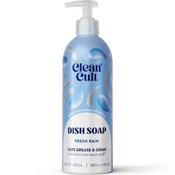 Cleancult Liquid Dish Soap - Refillable Aluminum Bottle - Fresh Rain - 16 fl oz