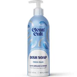 Cleancult Liquid Dish Soap - Refillable Aluminum Bottle - Fresh Rain - 16 fl oz