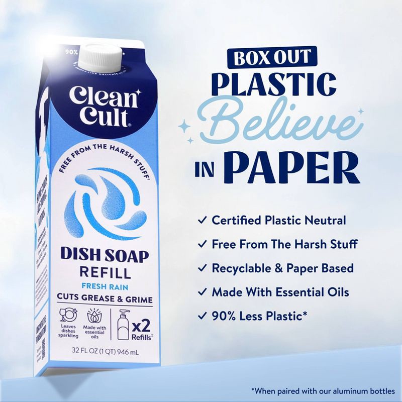 slide 2 of 8, Cleancult Liquid Dish Soap Refill - Fresh Rain - 32 fl oz, 32 fl oz