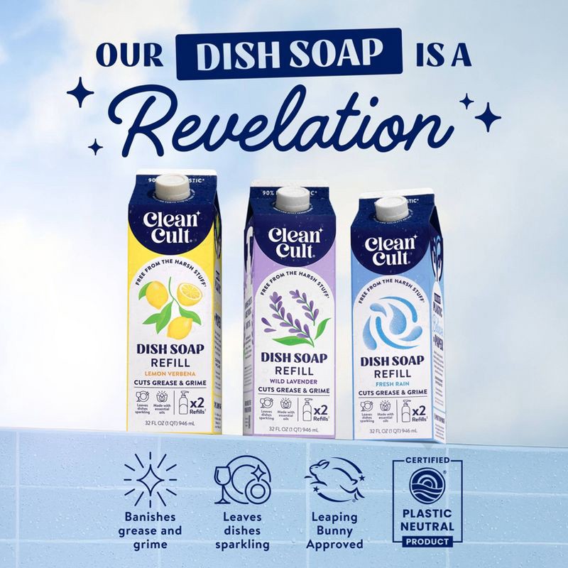 slide 4 of 8, Cleancult Liquid Dish Soap Refill - Fresh Rain - 32 fl oz, 32 fl oz