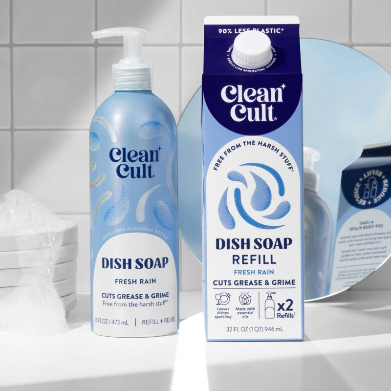 slide 7 of 8, Cleancult Liquid Dish Soap Refill - Fresh Rain - 32 fl oz, 32 fl oz
