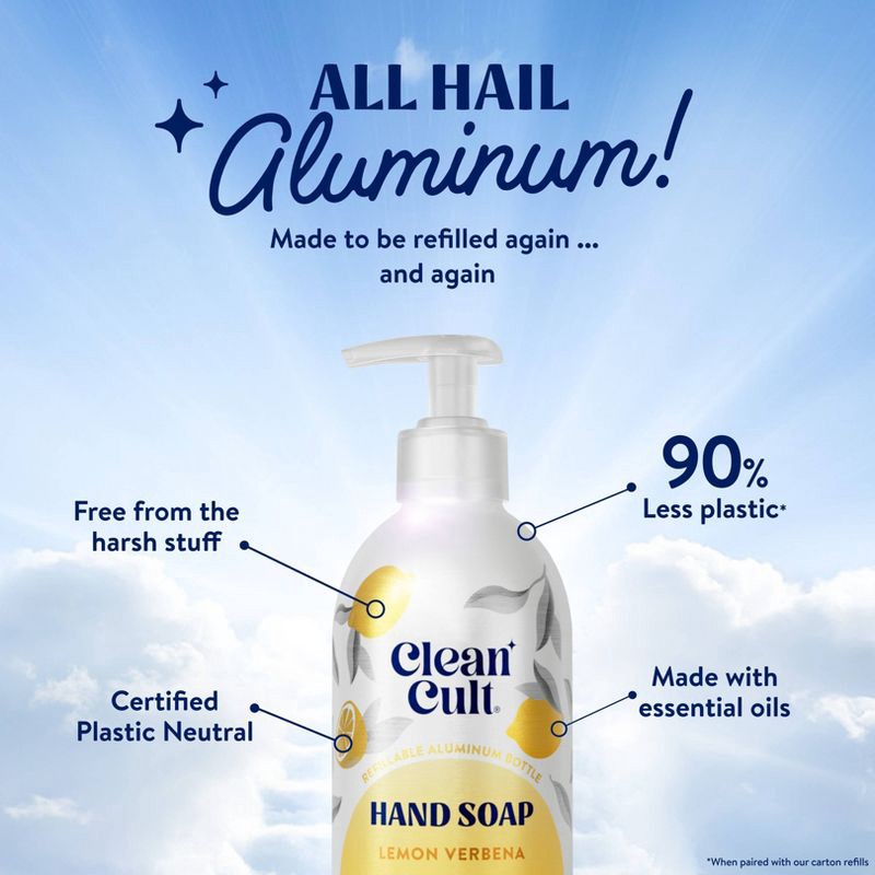 slide 3 of 8, Cleancult Liquid Hand Soap - Refillable Aluminum Bottle - Lemon Verbena - 12 fl oz, 12 fl oz