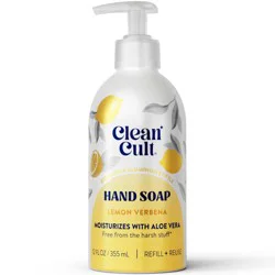 Cleancult Liquid Hand Soap - Refillable Aluminum Bottle - Lemon Verbena - 12 fl oz