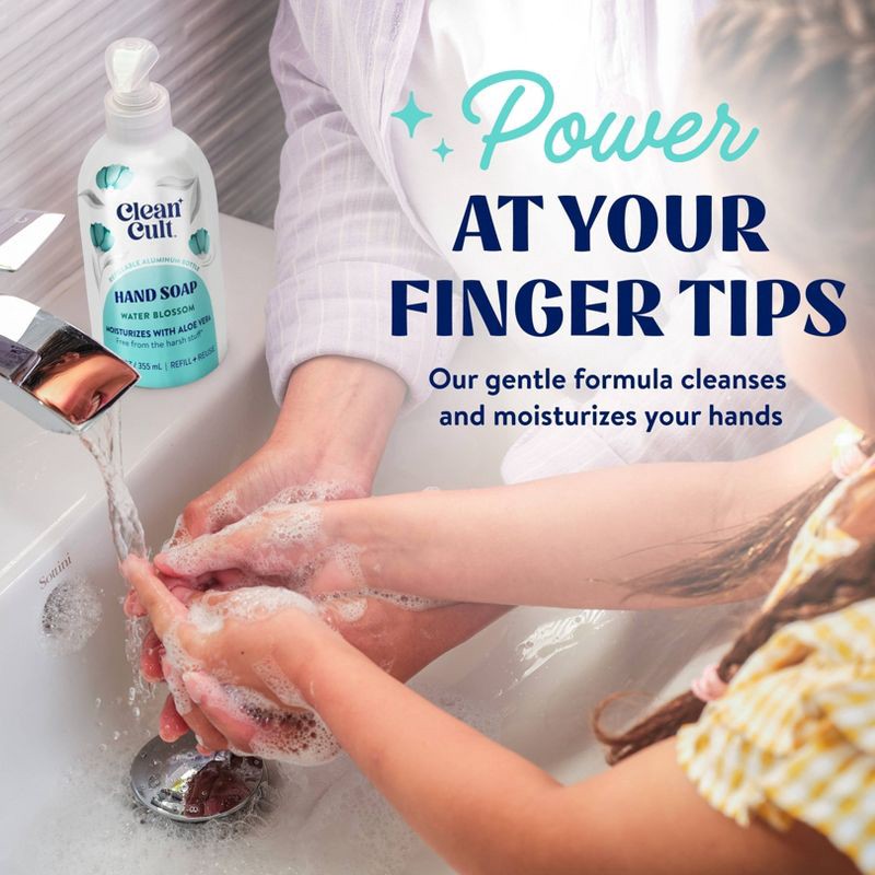 slide 2 of 8, Cleancult Liquid Hand Soap - Refillable Aluminum Bottle - Water Blossom - 12 fl oz, 12 fl oz