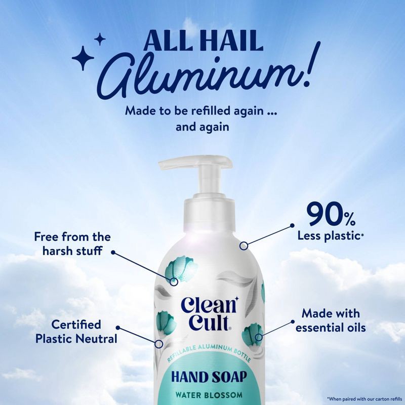 slide 3 of 8, Cleancult Liquid Hand Soap - Refillable Aluminum Bottle - Water Blossom - 12 fl oz, 12 fl oz