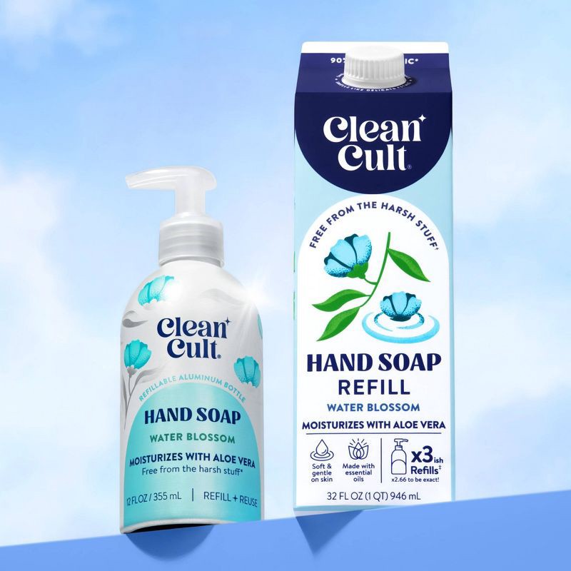 slide 7 of 8, Cleancult Liquid Hand Soap - Refillable Aluminum Bottle - Water Blossom - 12 fl oz, 12 fl oz