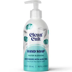 Cleancult Liquid Hand Soap - Refillable Aluminum Bottle - Water Blossom - 12 fl oz