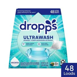 Dropps Dish UltraWash Biobased Detergent Pods - Unscented - 15.2oz/48ct: No Fragrance Added, Hypoallergenic, Dye-Free, Paraben-Free