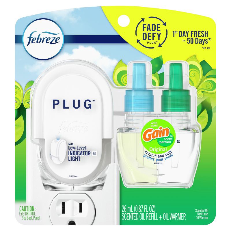 slide 2 of 15, Febreze Plug Starter Kit Gain Original Air Freshener Refill - 0.87 fl oz/2ct, 2 ct; 0.87 fl oz