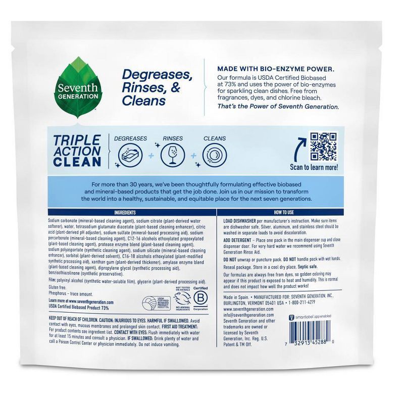 slide 3 of 7, Seventh Generation Triple Action Clean Dishwasher Detergent Packets - 16ct, 16 ct
