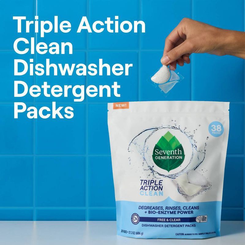 slide 7 of 7, Seventh Generation Triple Action Clean Dishwasher Detergent Packets - 16ct, 16 ct