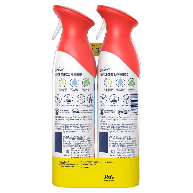 slide 10 of 10, Febreze Air Mist Odor-Fighting Air Freshener - Watermelon - 16.2oz/2ct, 17 oz, 2 ct