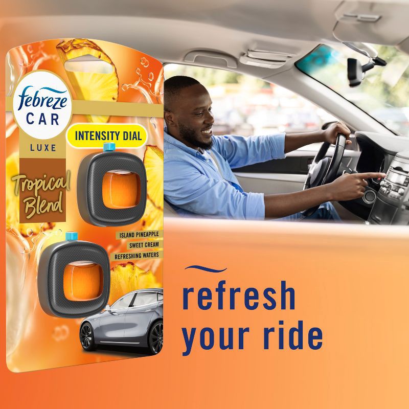slide 7 of 12, Febreze Luxe Car Air Freshener - Tropical Blend - 0.14 fl oz/2ct, 0.14 fl oz, 2 ct