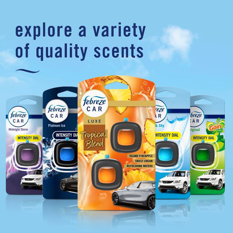slide 8 of 12, Febreze Luxe Car Air Freshener - Tropical Blend - 0.14 fl oz/2ct, 0.14 fl oz, 2 ct