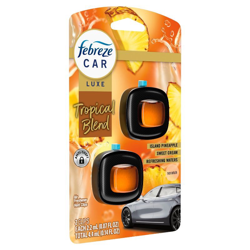 slide 10 of 12, Febreze Luxe Car Air Freshener - Tropical Blend - 0.14 fl oz/2ct, 0.14 fl oz, 2 ct