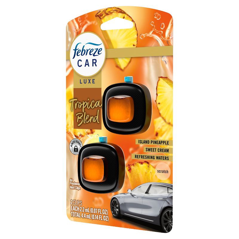 slide 11 of 12, Febreze Luxe Car Air Freshener - Tropical Blend - 0.14 fl oz/2ct, 0.14 fl oz, 2 ct