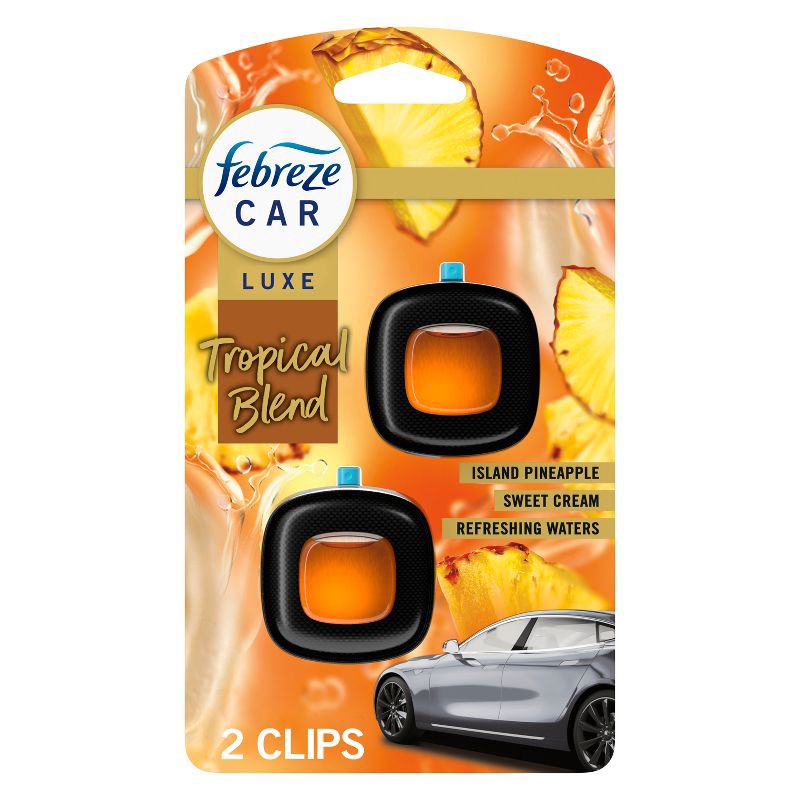 slide 1 of 12, Febreze Luxe Car Air Freshener - Tropical Blend - 0.14 fl oz/2ct, 0.14 fl oz, 2 ct