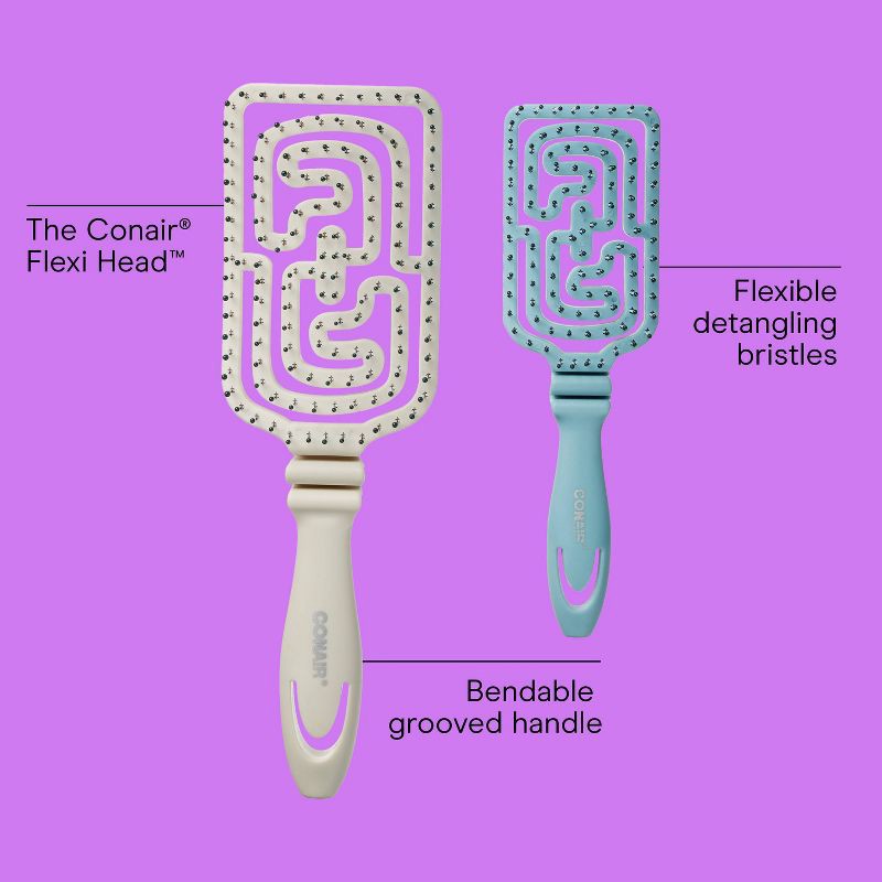 slide 2 of 8, Conair Flexi Detangling Hair Brush Value Pack - All Hair - 2pcs, 2 ct