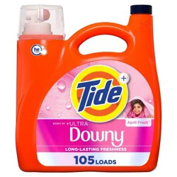 Tide + Downy April Fresh HE Concentrated Liquid Laundry Detergent 105 Loads: Odor Control, Cold Water Safe