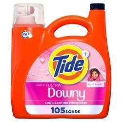 Tide + Downy April Fresh HE Concentrated Liquid Laundry Detergent 105 Loads: Odor Control, Cold Water Safe