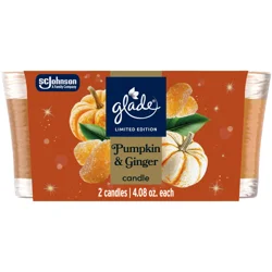 Glade Candle Jar, Pumpkin & Ginger, 2 count, 4.08 oz