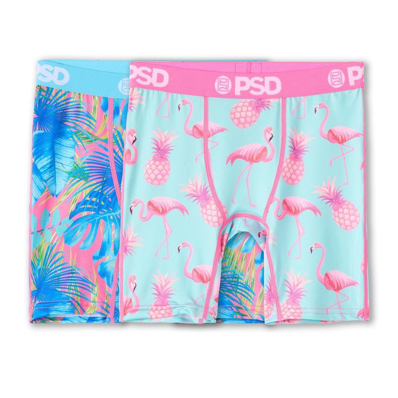 slide 1 of 3, PSD 2pk 'Flamingo & Palm Punch' Boxer Briefs - M, 2 ct