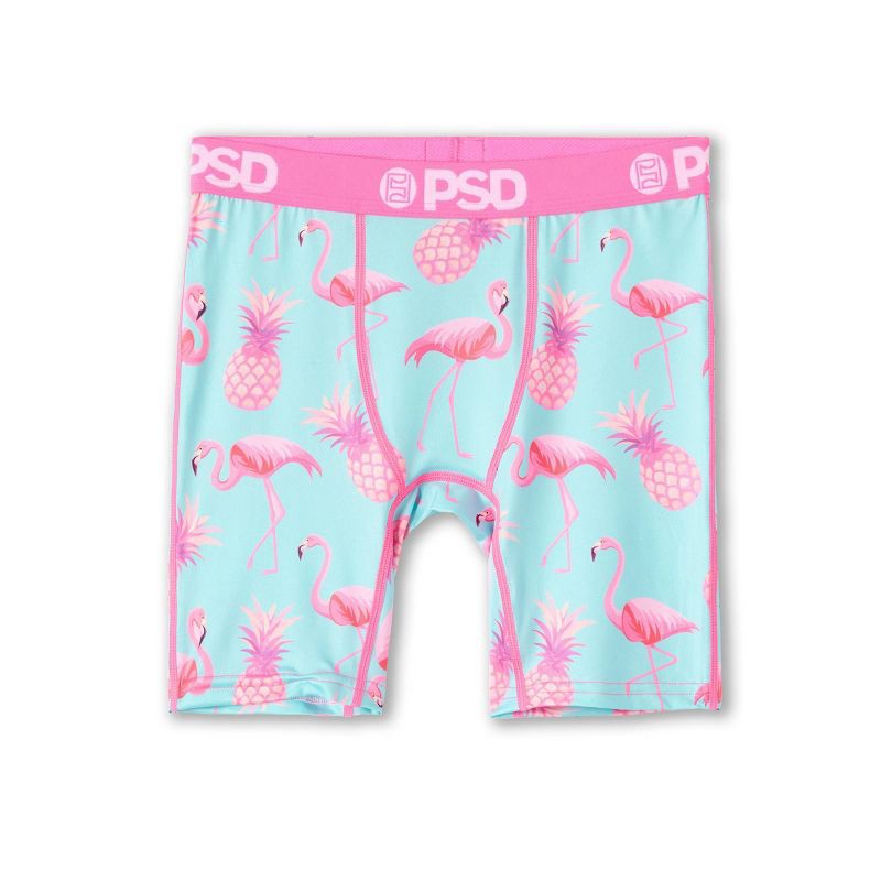 slide 2 of 3, PSD 2pk 'Flamingo & Palm Punch' Boxer Briefs - XL: Tropical Pattern, Mid Rise, Pull-On Waistband, 2 ct