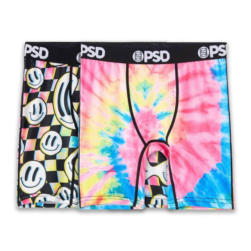 slide 1 of 3, PSD 2pk 'Happy Dye & Smiley' Boxer Briefs - L, 2 ct