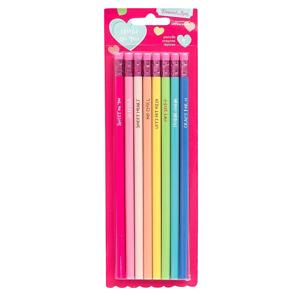 slide 1 of 1, American Crafts Damask Love Valentine's Day Pencils, Assorted, Pack Of 8 Pencils, 8 ct