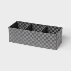 Woven Plastic 3 Compartment Bin Gray - Brightroom™