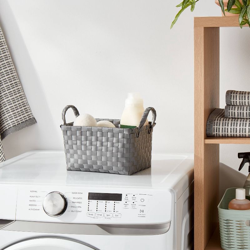 slide 2 of 3, Woven Plastic Basket Small Gray - Brightroom™, 1 ct
