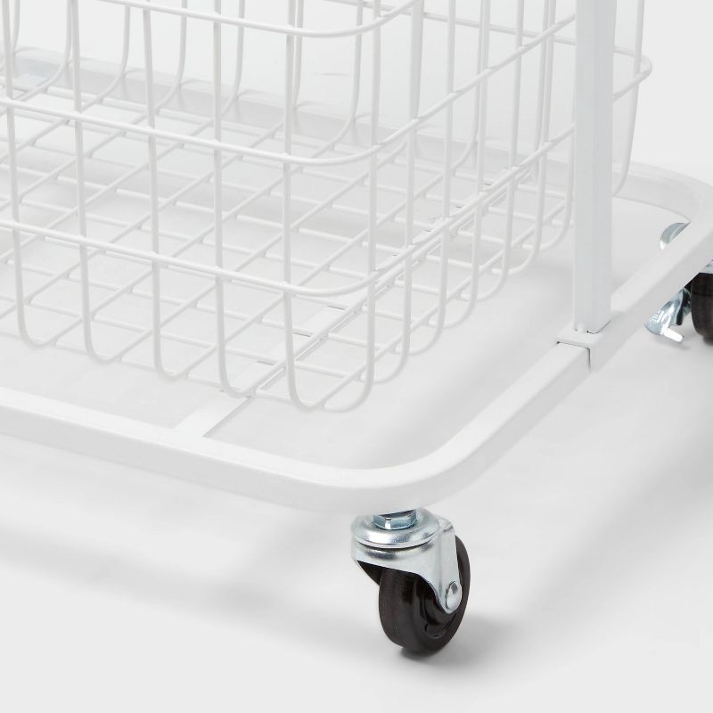 slide 3 of 3, Wire Wood Basket Cart - White - Brightroom™, 1 ct